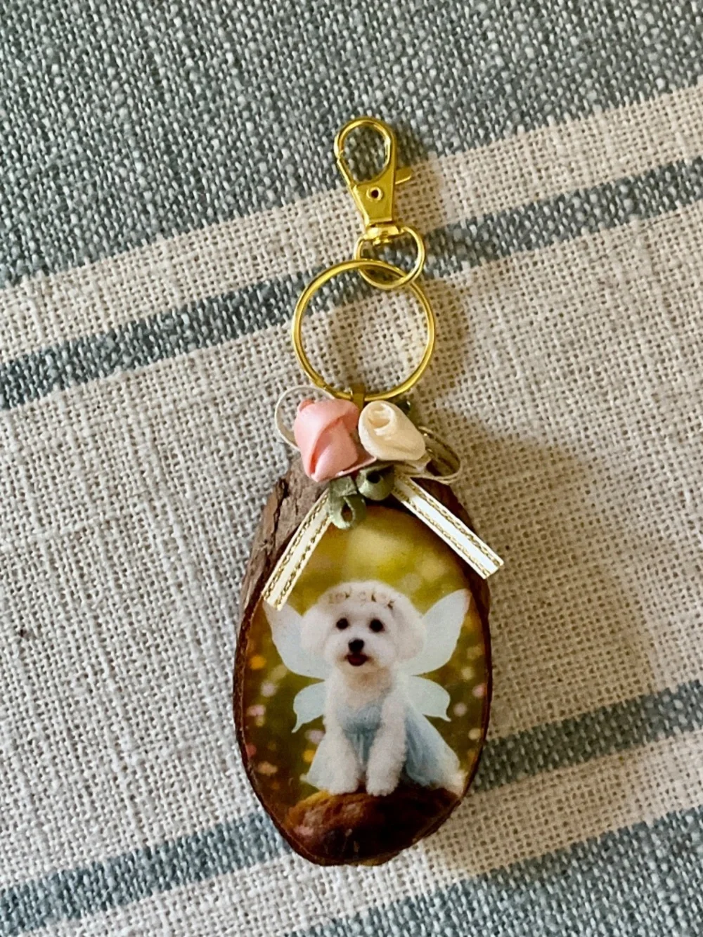 Maltese Terrier Fairy Dog Keyring / Purse Charm Handmade by Sally